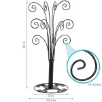 Sunnydaze Decor Gloria 20 in. Black Metal Christmas Ornament Stand with 20 Hooks thumbnail 3