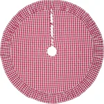 VHC Brands 48 in. Red Emmie Farmhouse Christmas Tree Skirt - Hand-Quilted Cotton with Ruffled Check Trim thumbnail 2
