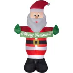 Gemmy 5 ft. x 8 ft. Inflatable Animated Santa with Merry Christmas Banner Holiday Decoration thumbnail 1