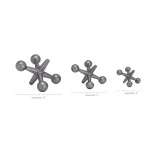 LITTON LANE Modern Reflections Metal Jack Stone Sculptures, Set of 3, Metallic Gray thumbnail 3