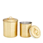 Old Dutch Champagne Hammered Stainless Steel Kitchen Canister Set of 2 thumbnail 1