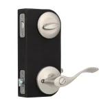 Kwikset Balboa Satin Nickel Exterior Entry Door Lever and Single Cylinder Deadbolt Combo Pack thumbnail 2