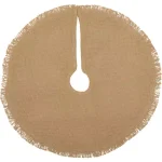 VHC Brands 21 in. Natural Burlap Christmas Tree Skirt with Fringed Edge and Reversible Taffeta thumbnail 1