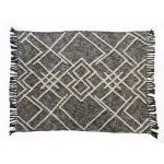 LR Home Contemporary Black and White Geometric Tufted Cotton Throw Blanket thumbnail 1