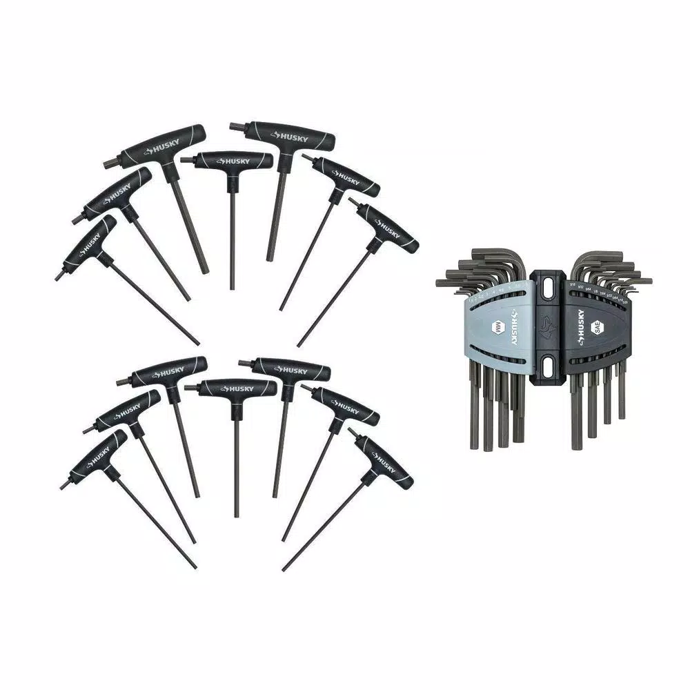 Husky 40-Piece SAE and Metric T-Handle and Long Arm Hex Key Set