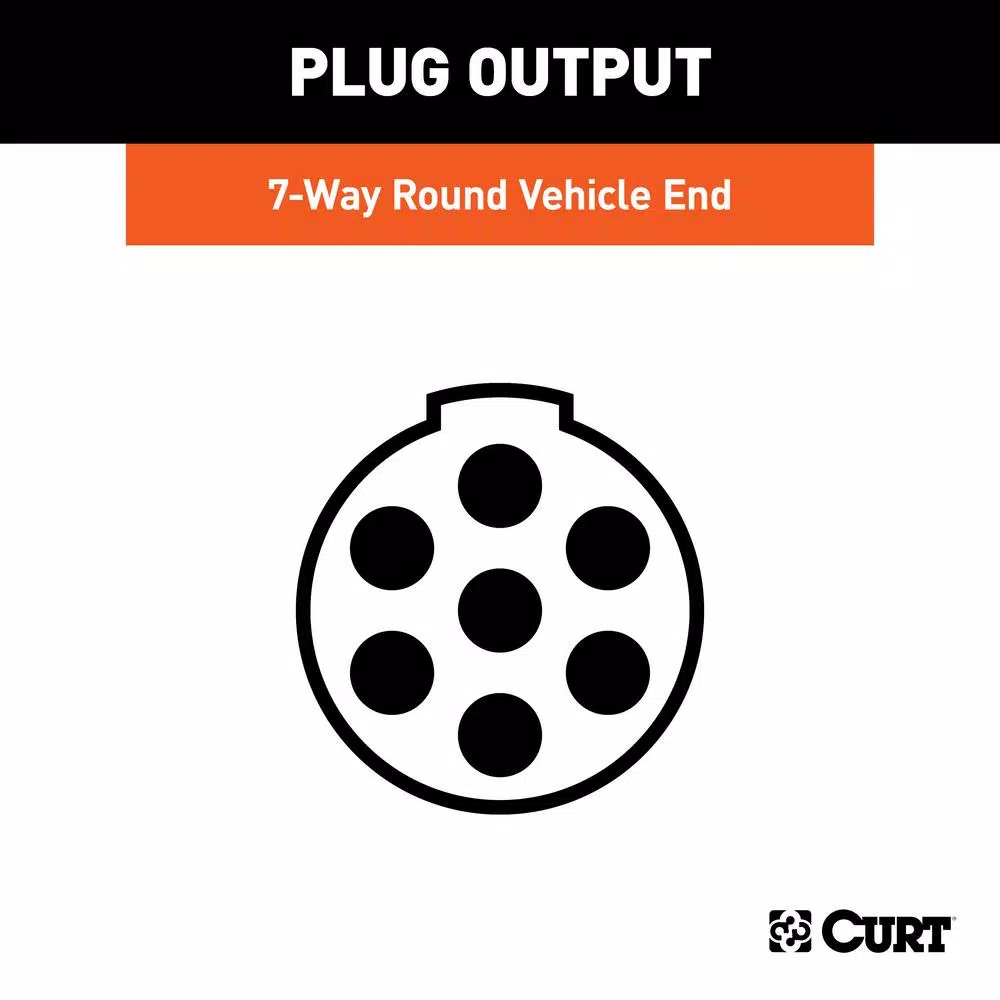 CURT 7-Way Round Trailer Connector Socket - Vehicle Side