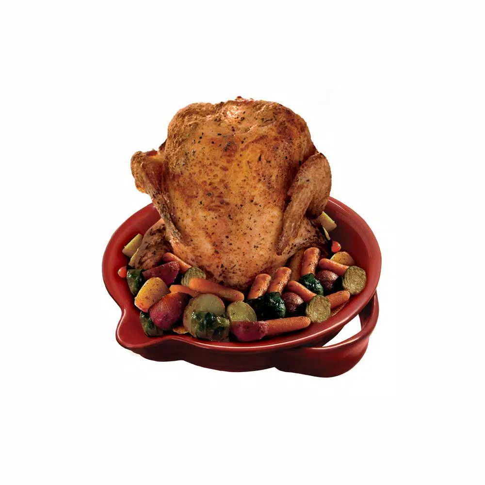 Epicureanist Ceramic Vertical Chicken Roaster - Red
