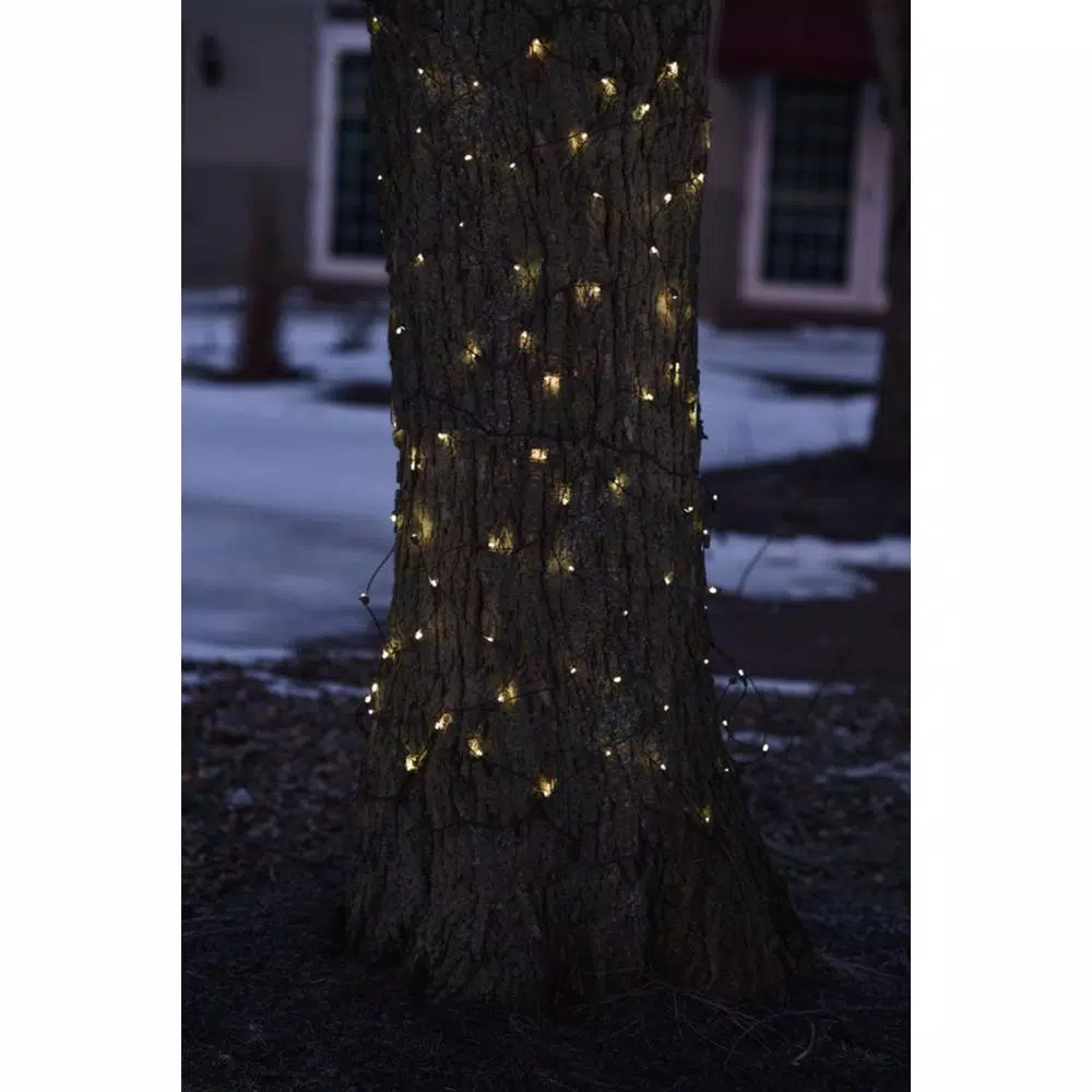 Northlight 2 ft. x 8 ft. Clear Mini Net Style Tree Trunk Wrap Christmas Lights with Brown Wire, 150 Bulbs