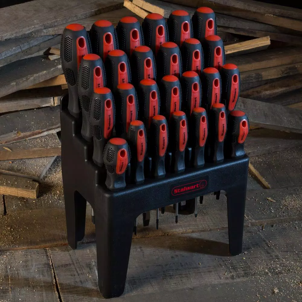 Stalwart 26-Piece Screwdriver Set with Magnetic Tips and Storage Stand