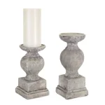 Unbranded Cement Candle Holder Set of 2 - Grey and White Outdoor Decor thumbnail 2