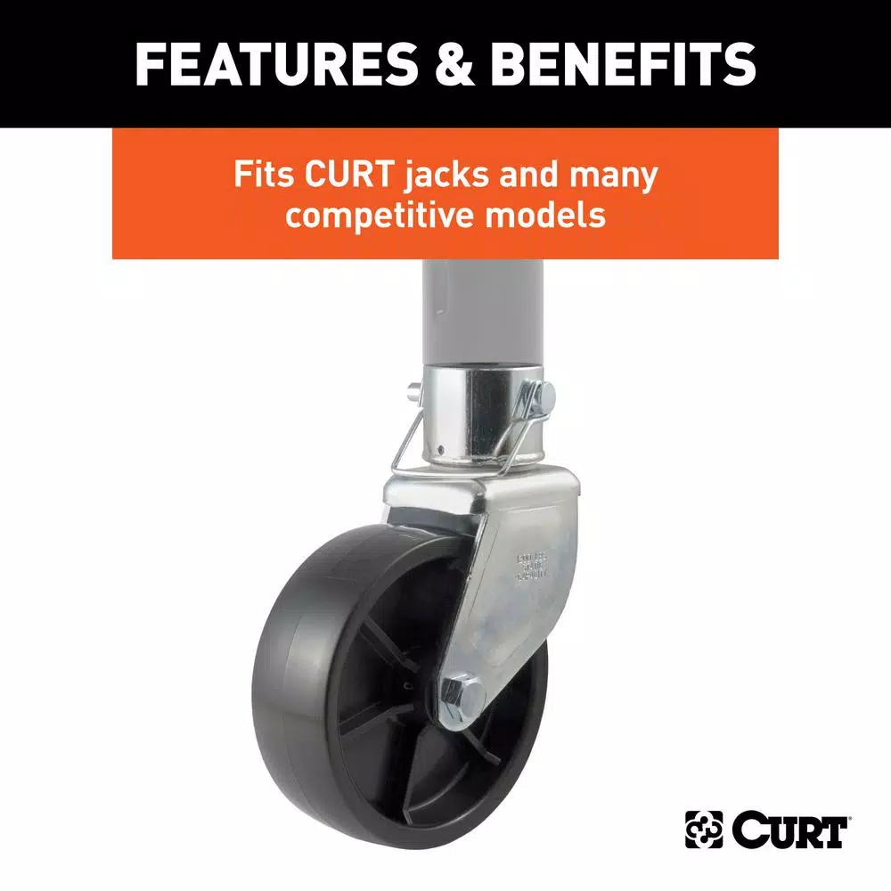 CURT 6" Jack Caster for 2" Diameter Tubes, 1,200 lbs. Capacity