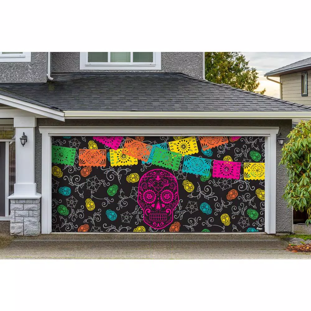 My Door Decor Day of the Dead Halloween Garage Door Mural, 7 ft. x 16 ft.