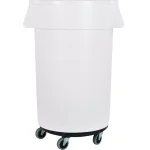 Carlisle Bronco 44 Gallon White Round Trash Can with Dolly (3-Pack) thumbnail 1