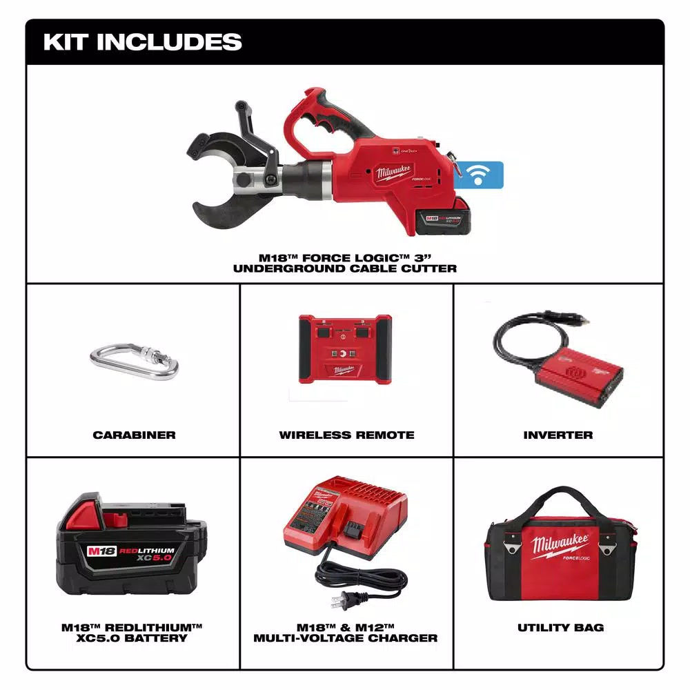 Milwaukee M18 FORCE LOGIC 3 in. Underground Cable Cutter w/ Wireless Remote Kit