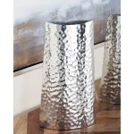 LITTON LANE Modern Reflections 14 in. Hammered Stainless Steel Bell-Shaped Vase, Silver thumbnail 1