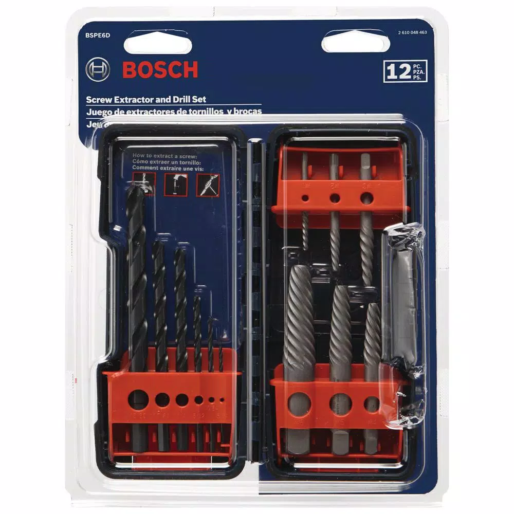 Bosch 12-Piece High-Carbon Steel Spiral Flute Screw Extractor Set