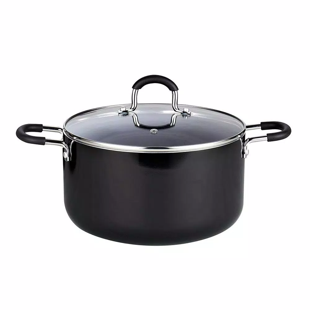 Cook N Home 8-Piece Aluminum Nonstick Cookware Set, Black