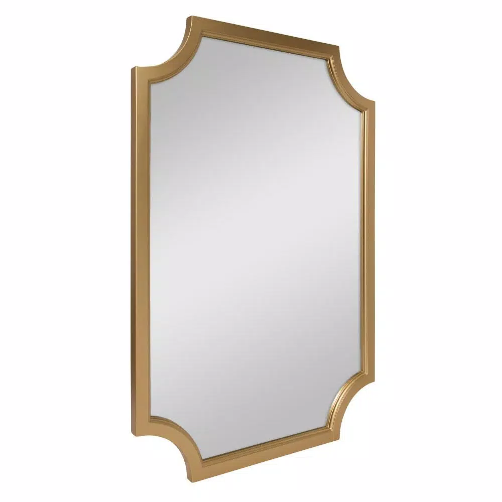 Kate and Laurel Hogan Scallop Corner Accent Mirror, Gold Contemporary Framed Wall Mirror, 24 x 36 in.