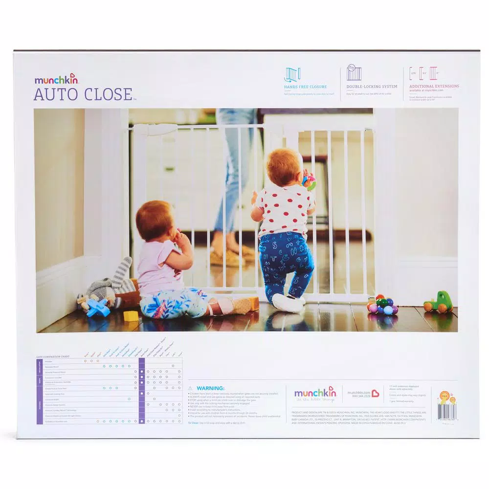Munchkin Auto Close Metal Baby Gate, 29.5 in. Tall, White