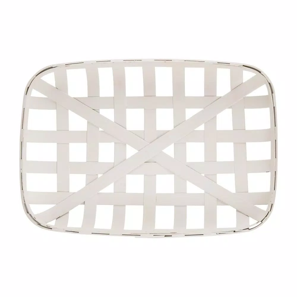 Glitzhome 30 in. H x 24 in. W White Wooden Tobacco Basket Wall Decor