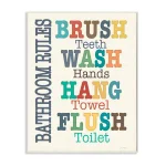 Stupell Industries Colorful Bathroom Rules Typography Wood Wall Art, 12.5 in. x 18.5 in. thumbnail 1