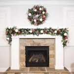 Village Lighting Company 9 ft. Frosted Wonderland Pre-Lit LED Christmas Garland, Red and White Candycane Theme thumbnail 5