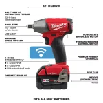 Milwaukee M18 FUEL ONE-KEY 1/2 in. Compact Impact Wrench Kit with (2) 5.0 Ah Batteries & Charger thumbnail 4