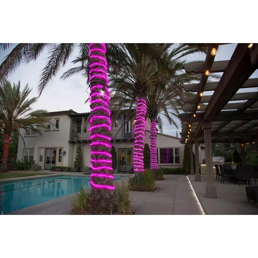 DEERPORT DECOR 16 ft. Pink LED Rope Light, 108-Light 360° Continuous Shine, Indoor/Outdoor Weather Resistant