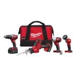 Milwaukee M18 18V Lithium-Ion Cordless 4-Tool Combo Kit with (2) 3.0 Ah Batteries, Charger, and Bag thumbnail 1
