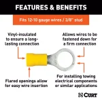 CURT Ring Terminals, 12-10 Gauge Wire, 3/8" Stud Size, Yellow, 100-Pack thumbnail 2