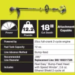 RYOBI 25 cc 2-Cycle Gas Attachment Capable String Trimmer and 520 CFM Jet Fan Blower Combo Kit thumbnail 11