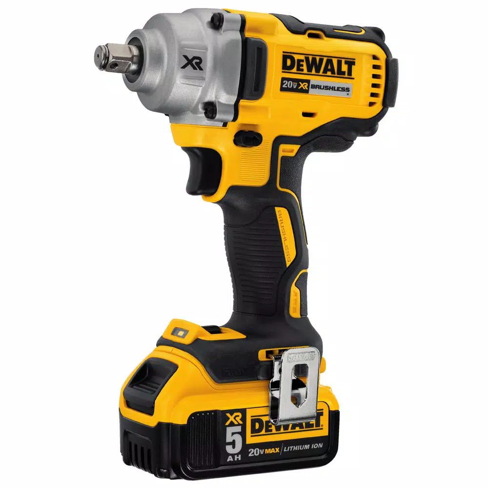 DEWALT 20V MAX XR 1/2 in. Mid-Range Brushless Cordless Impact Wrench Kit with (2) 5.0Ah Batteries