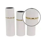 LITTON LANE White Ceramic Decorative Vase Set of 3 with Gold Lining Detail, Modern Cylinder Design thumbnail 3