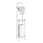 Home Basics Diamond Collection Chrome Toilet Paper Holder Organizer - Freestanding Steel Stand thumbnail 1
