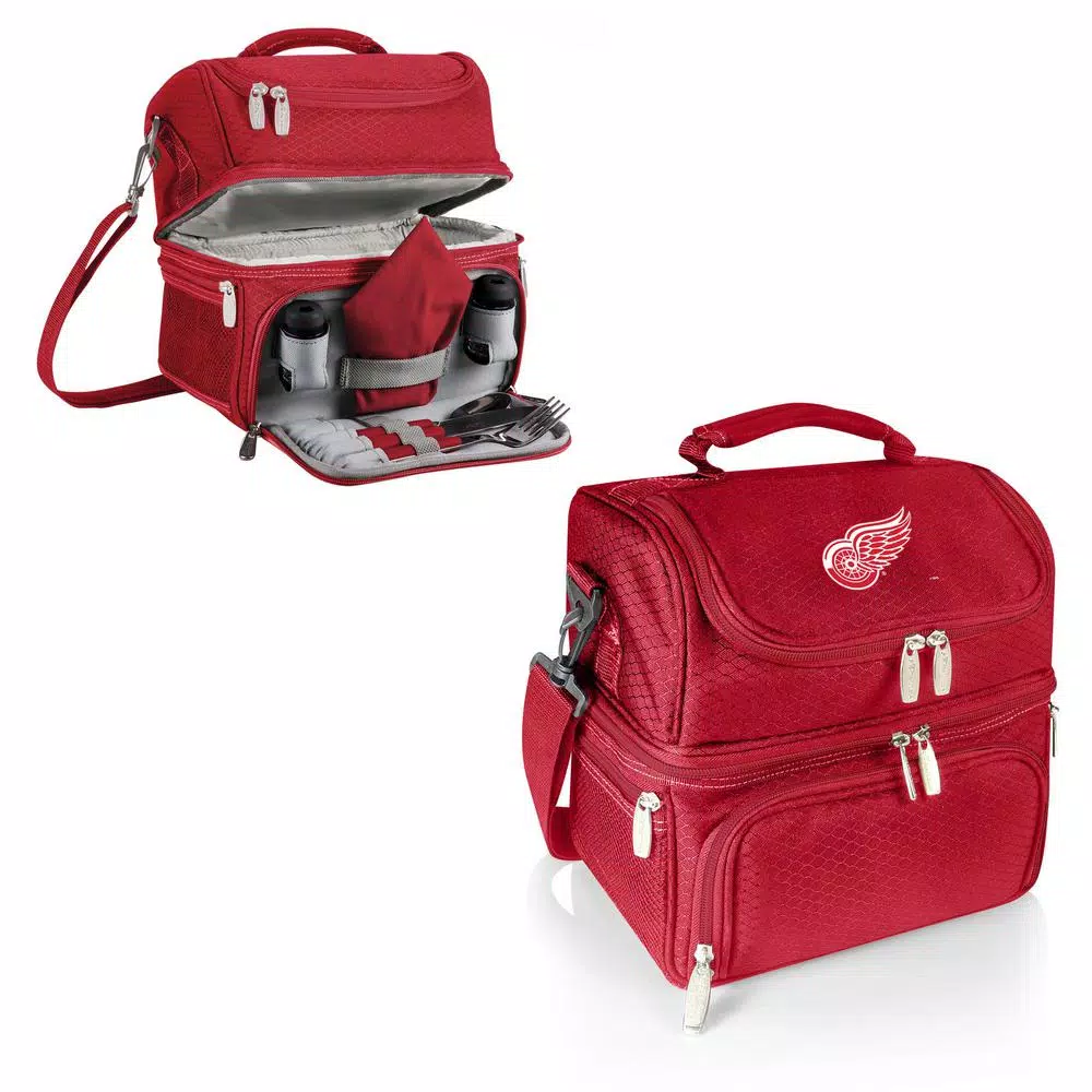 Picnic Time Pranzo Detroit Red Wings Red Insulated Lunch Bag and Picnic Tote with Flatware Set