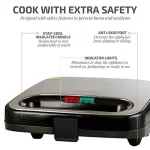 Ovente GPS401 2-Slice Electric Sandwich Maker, 750W Non-Stick Grill, Stainless Steel, Black thumbnail 3
