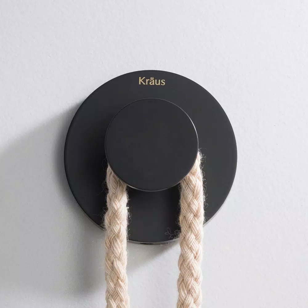 KRAUS Elie Matte Black Solid Brass Robe and Towel Hook