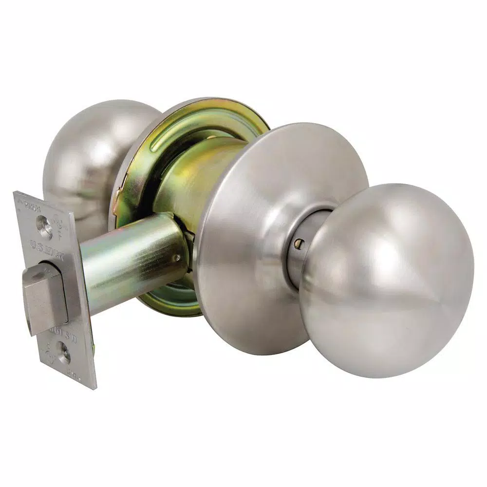 US Lock Plymouth Passage Door Knob, US32D Brushed Stainless, ANSI Grade 2, 2-3/4 in. Backset