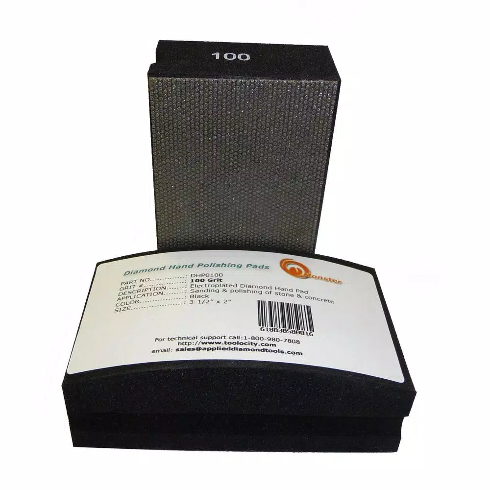 Monster Diamond Hand Polishing Pads Block Type 7-Set for Granite, Marble, and Concrete