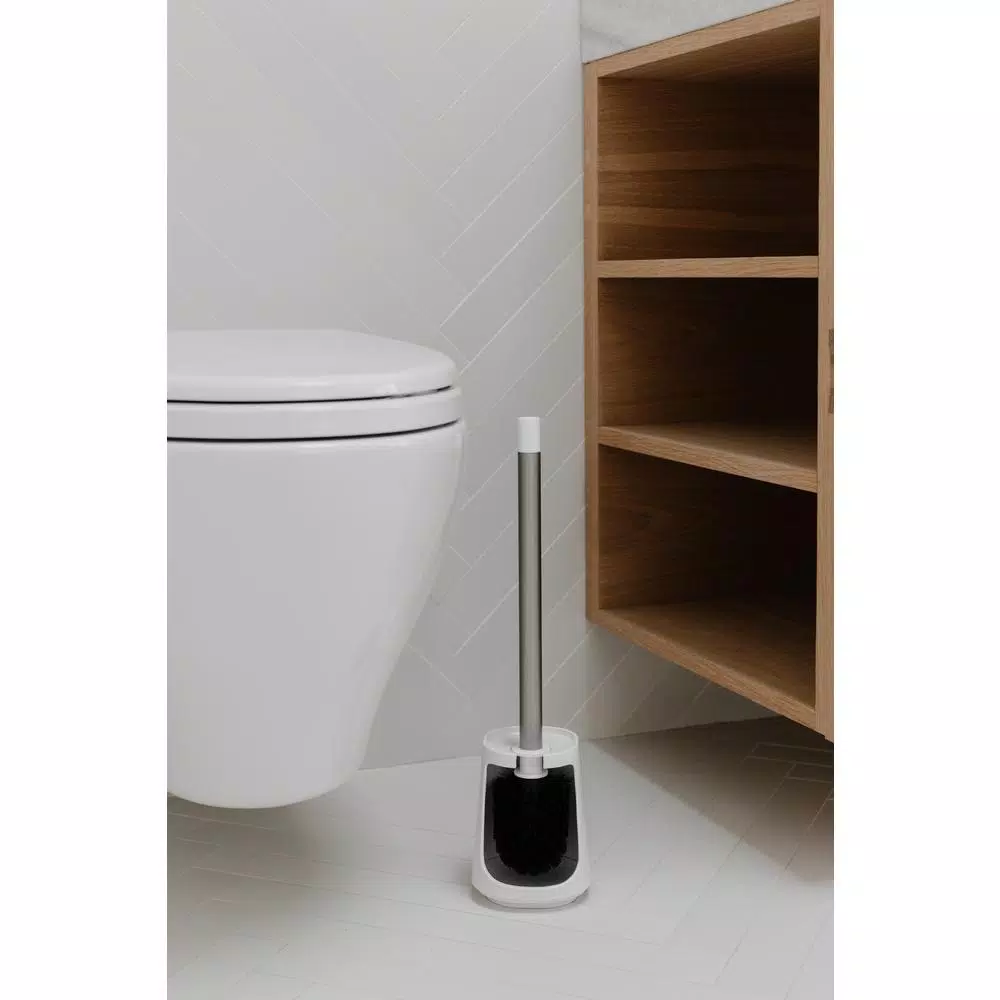 Umbra Step Toilet Brush and Holder Set, White Melamine