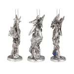 Design Toscano Three Dragons of the Amesbury Holiday Gemstone Ornament Set, 3-Piece Silver Resin thumbnail 3