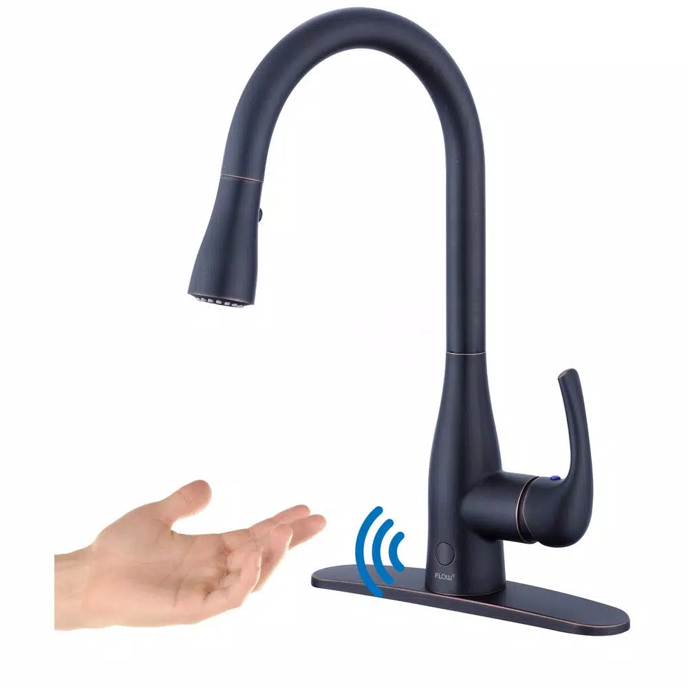 Flow Series Motion Activated Single-Handle Pull-Down Kitchen Faucet, Oil Rubbed Bronze (3-Pack)