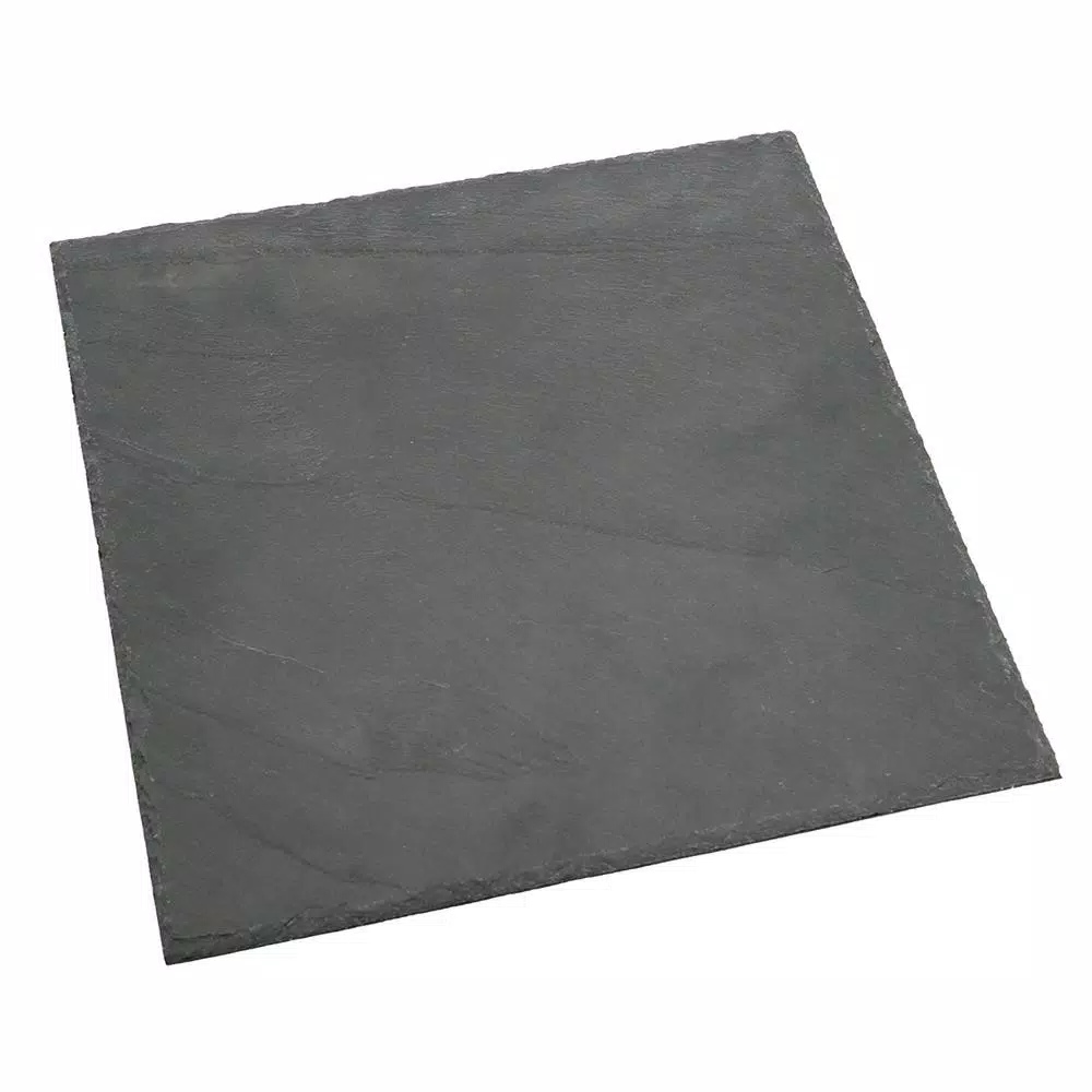 Creative Home Natural Black Slate 12 in. x 12 in. Square Serving Board and Cheese Platter