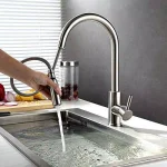 Vanity Art 16.7 in. Single-Handle Pull-Down Kitchen Faucet, Brushed Nickel thumbnail 5
