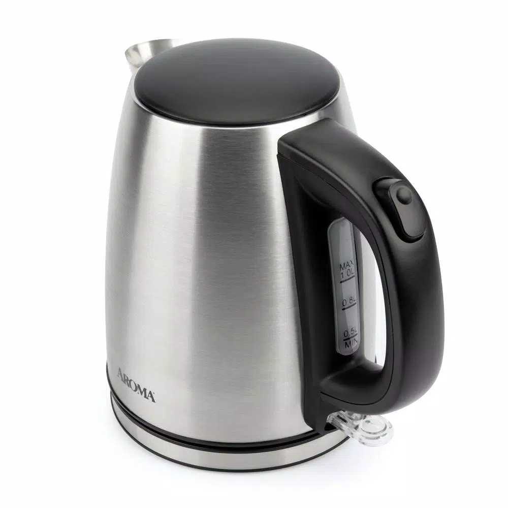 Aroma 4.5-Cup Stainless Steel Electric Kettle, 1000W, Automatic Shut-Off