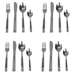 Unbranded Stripes 16-Piece 18/0 Stainless Steel Flatware Set, Silver Modern Silverware thumbnail 1
