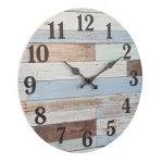 Stonebriar Collection Stonebriar Coastal Worn Blue and White Wooden Wall Clock thumbnail 2