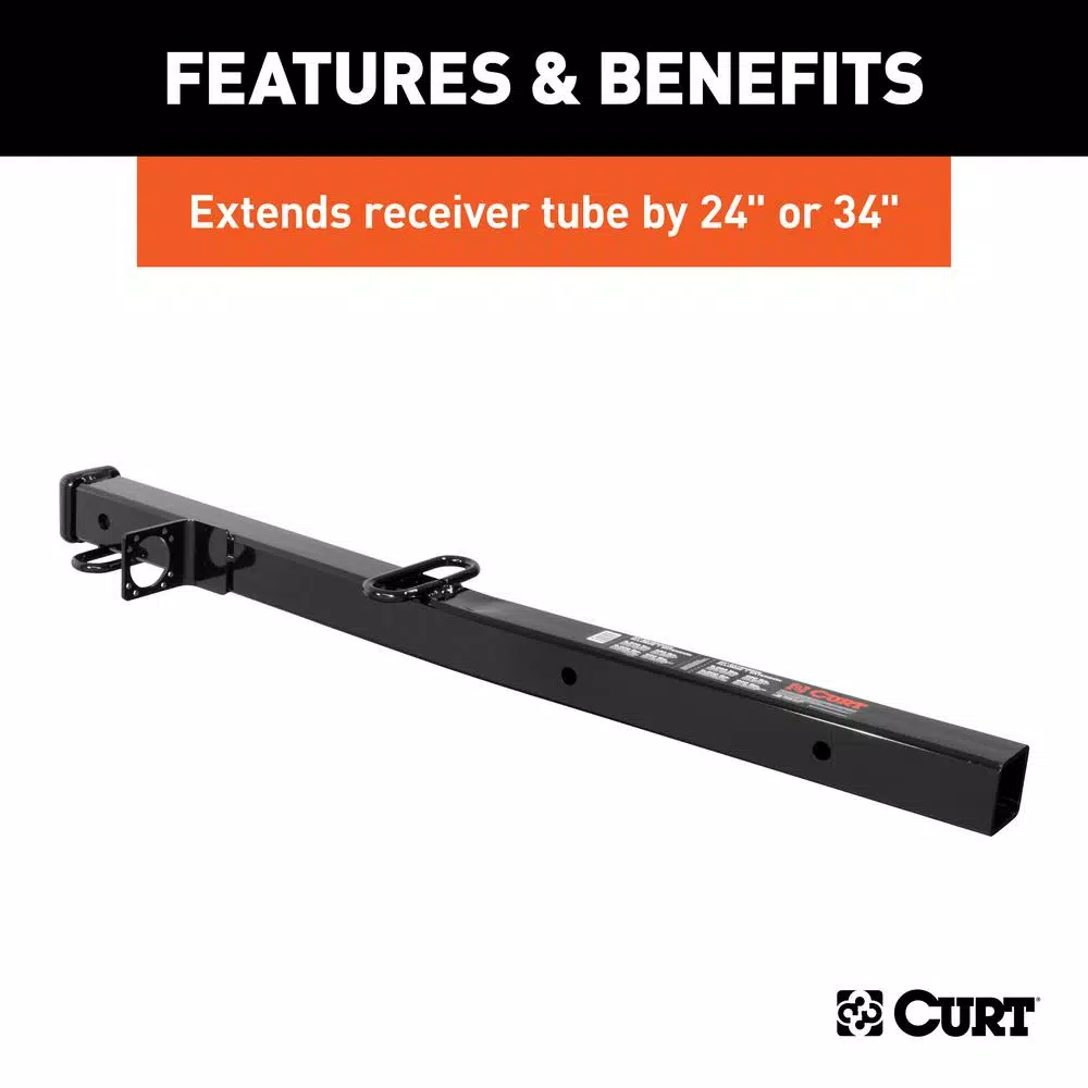 CURT Receiver Tube Adapter, 2-1/2" to 2" Shank, 34" Length, 4,500 lbs. GTW