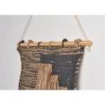 LR Home Rustic Natural and Black Fringed Wall Tapestry - Hand-Loomed Jute and Cotton Wall Hanging thumbnail 4