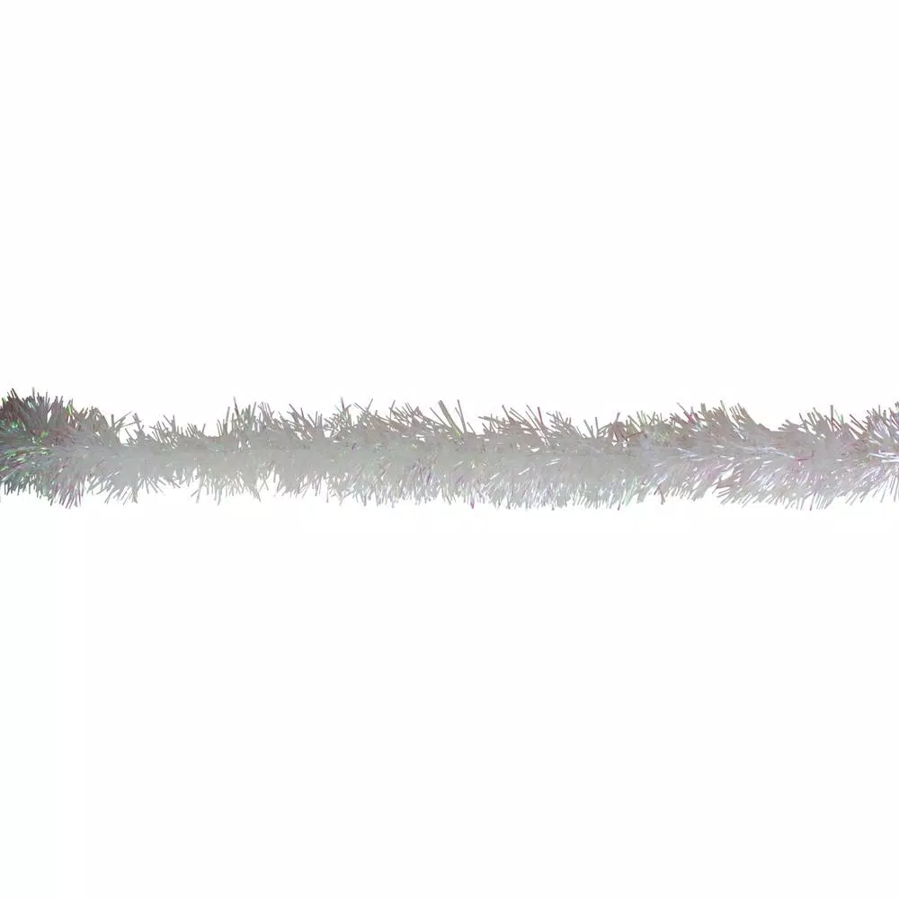 Northlight 50 ft. 6-Ply Iridescent White Christmas Tinsel Garland, Shiny Unlit Holiday Decor